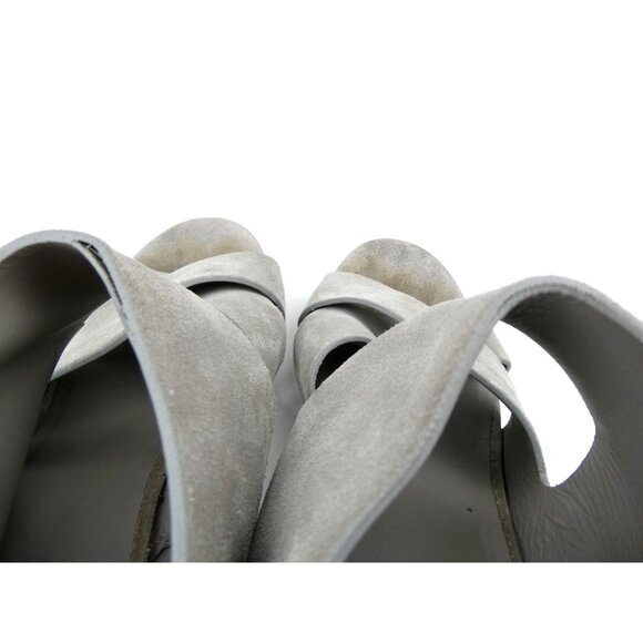 Vince Gray Suede Block Heeled Sandals Womens 6.5M Open Toe Made In Italy - Picture 10 of 12